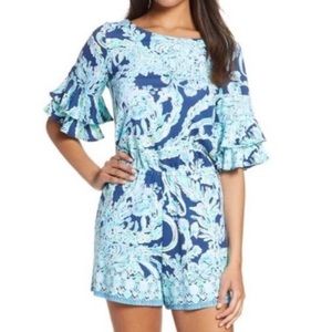 Lilly Pulitzer EUC Lulu Romper High Tide Navy Large
